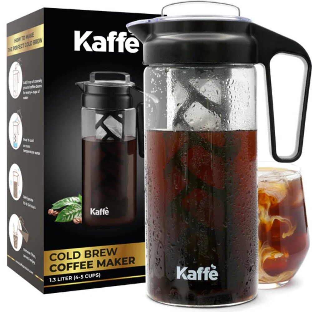 Kaffe Cold Brew Coffee Tea Maker 44oz 1.3L Black NEW